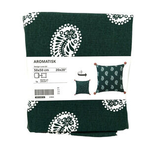 IKEA AROMATISK Green Leaf & Paisley Pillow Cover 20" x 20"